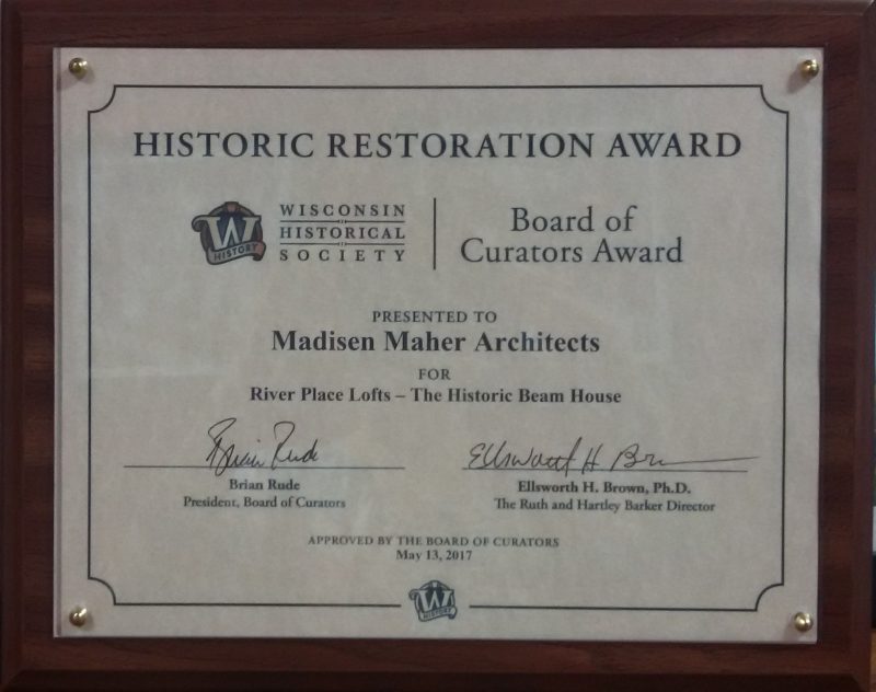 MMA accepts Historic Restoration Award from Wisconsin Historical Society